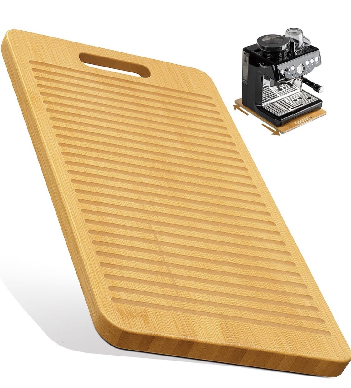 NEW*đđ»Bamboo Coffee Maker Appliance Sliding Tray (Silver Lake)