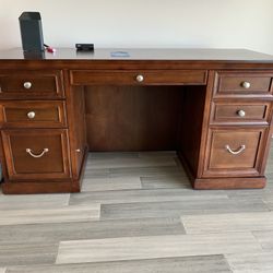 Wooden DESK AND TABLE 4 CHAIRS 