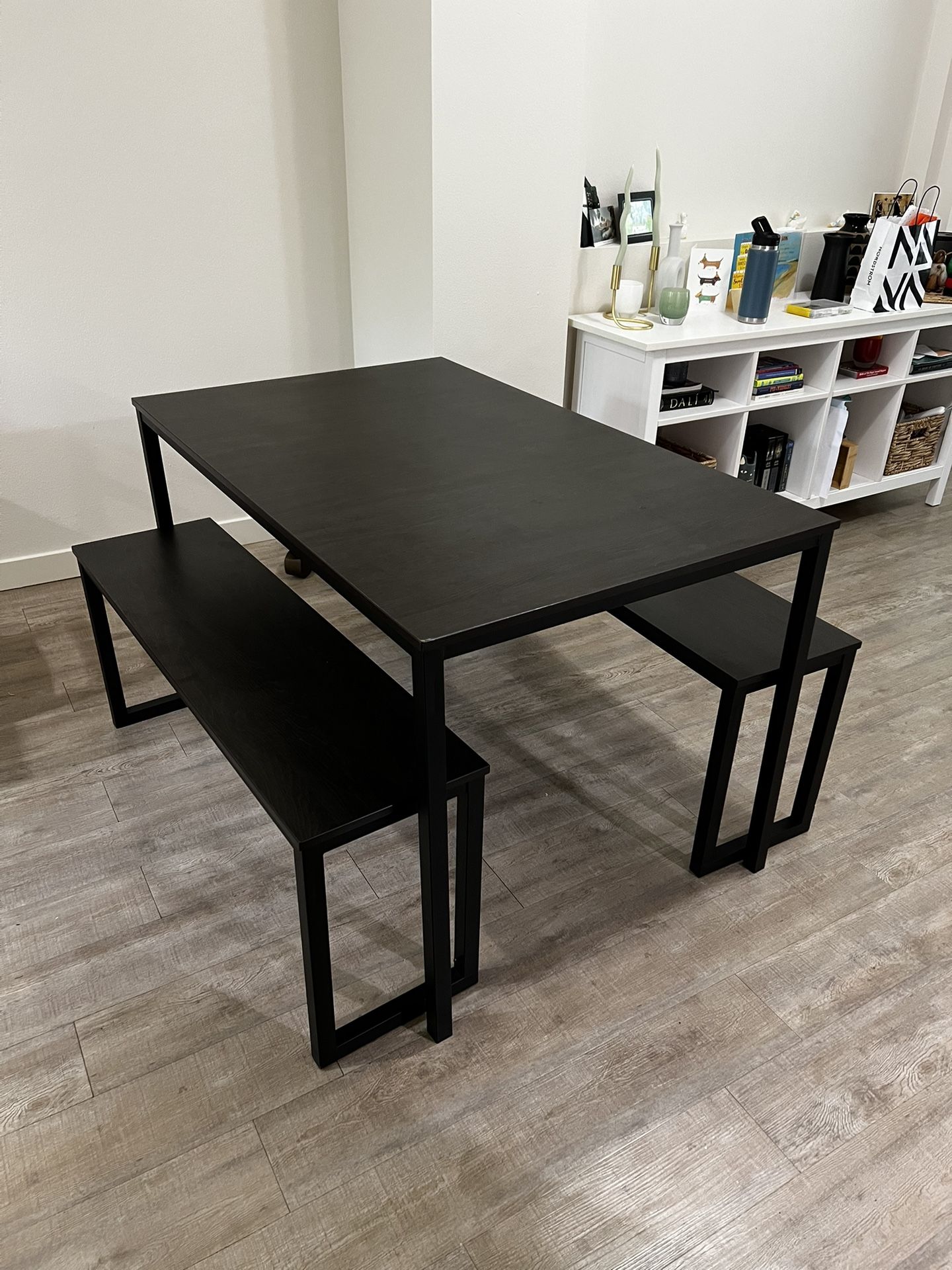 Black Dining Table with Benches