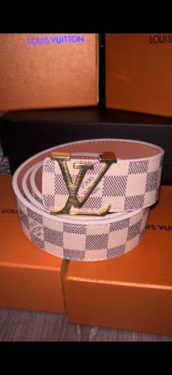 White Lv Checkered Belt