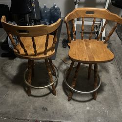 2 Wooden Bar Stools 