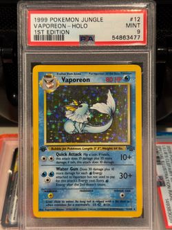 PSA 9 Vaporeon 12 Jungle Holo 1st Edition Pokemon