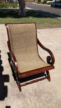 British Colonial Mahogany/Rattan Plantation Chair