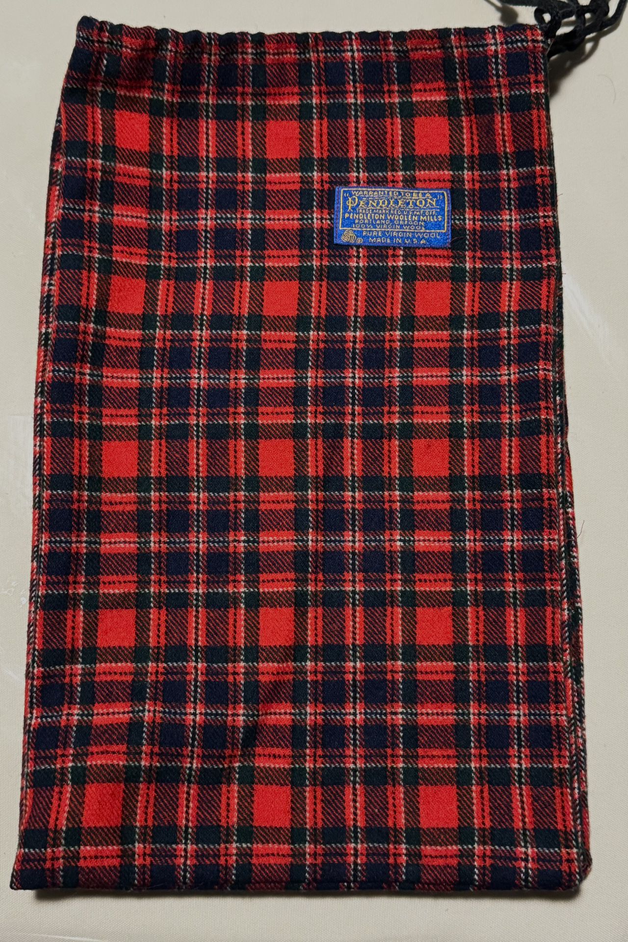 Pendleton Drawstring Bag Red Plaid Flannel 