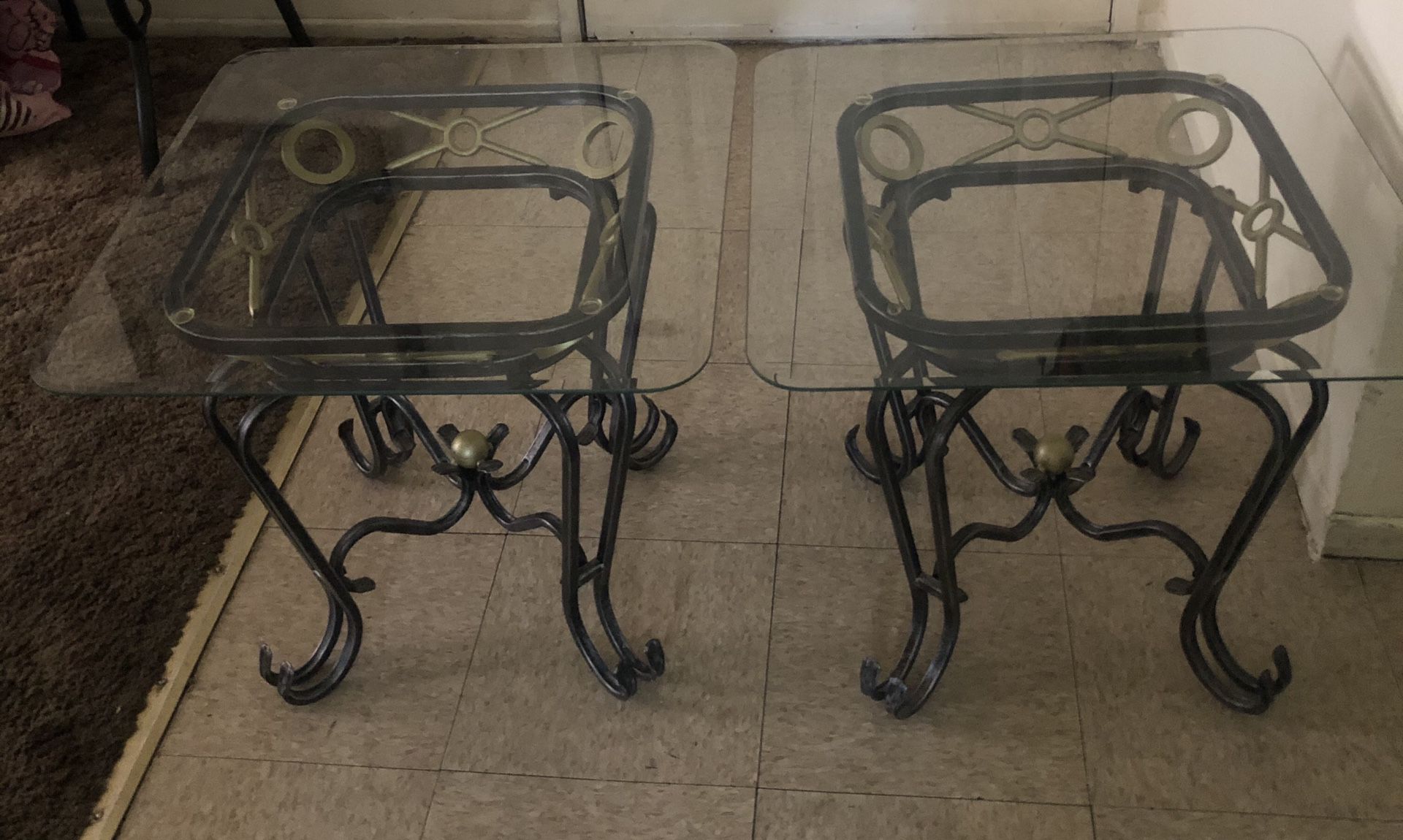 Glass metal side tables