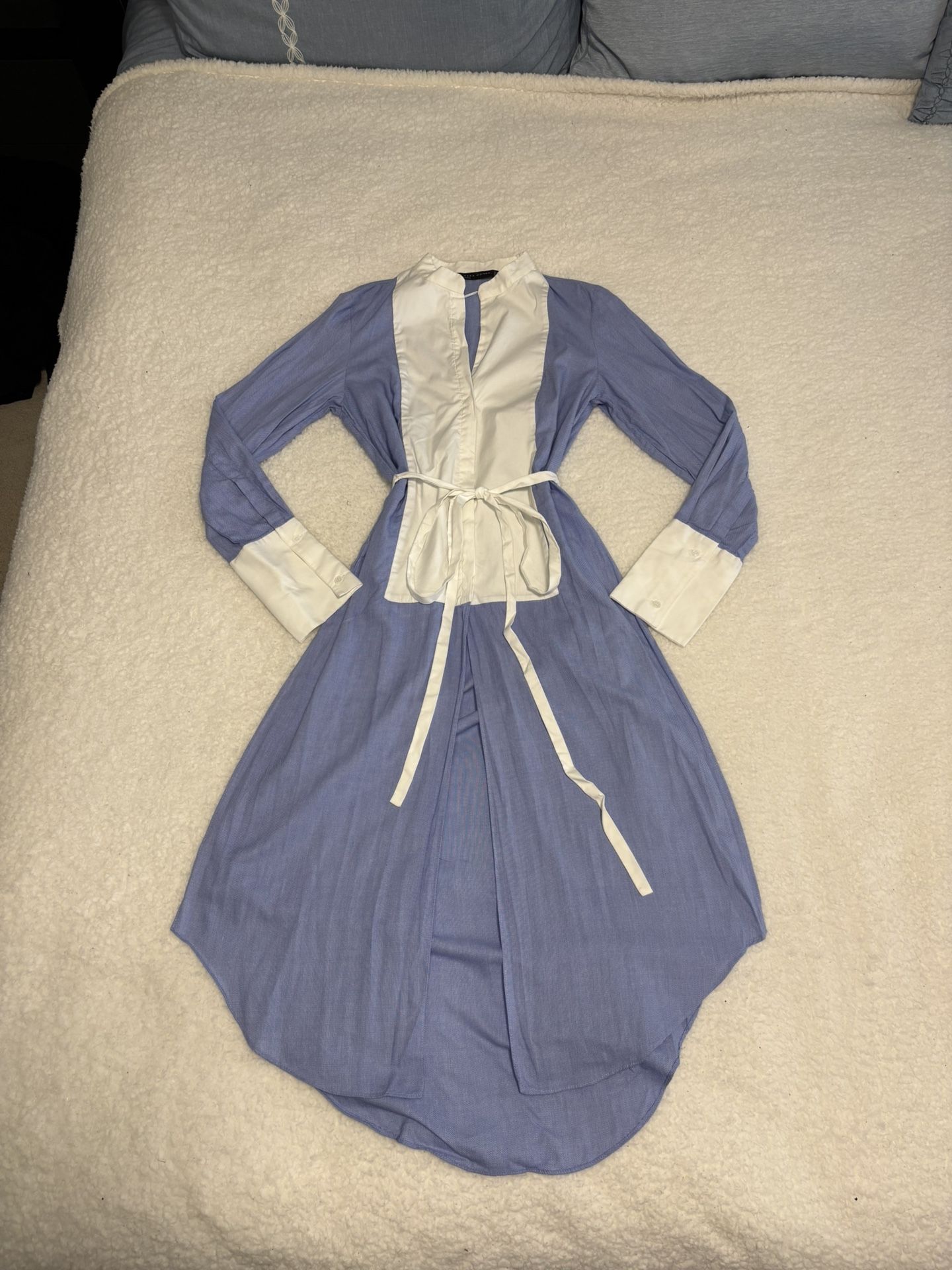 Zara Women Blue Contrast Tunic Button Shirt