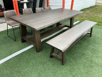 Dining table with chairs and bench
