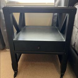 Side Table Or Nightstand with Glass Top and Drawer