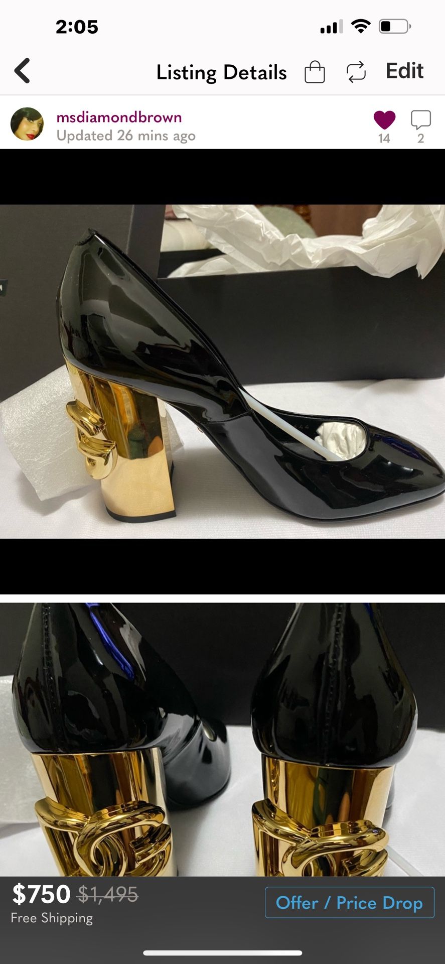 💯 Authentic  Dolce Gabbana size 39 gold heel