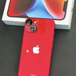 Red iPhone 14 128GB Unlocked No SIM Restrictions Lens & Screen Protected Excellent Condition!
