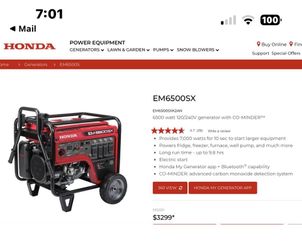 Honda generator EM6500SX