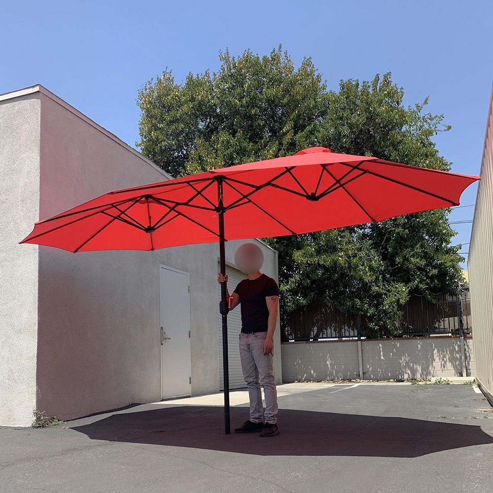 福袋・半額ポスター - クリーニング屋さん専用の通 Umbrella Sided Double FT 15 Large $85 Box in New Outdoor Garden & Lawn included) not base (Weight color  Gray/Red Patio, 香水(男性用)