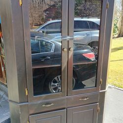 Beautiful Dark Brown Corner Cabinet 