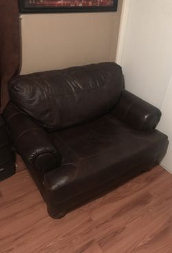 Brown leather couch