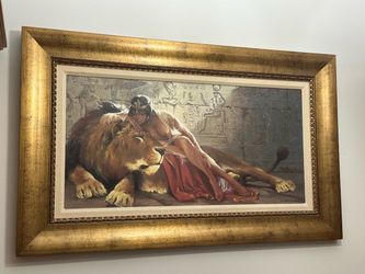 Cleopatra Lion Framed Canvas Print - Egyptian Fantasy Art