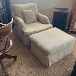 Henredon Beige Chair With Ottoman 