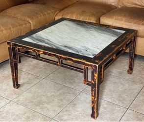 Asian cocktail table wood w/ marble top