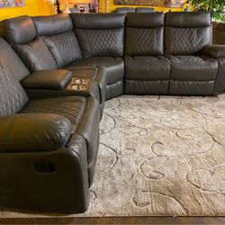 Large Leather Sectional With Recliner