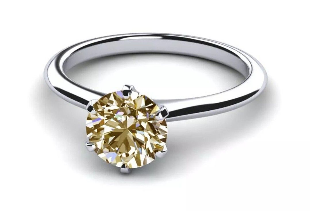 2.09 Ct Round Real Moissanite Solitaire Ring 925 Silver Size 7