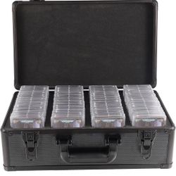 EcoVibe Graded Card Storage Box, 4-Compartment Aluminum Alloy Case Holds 150+ Slabs, Secure & Lockable Sports Card Holder for PSA, BGS, CSG, Top Loade