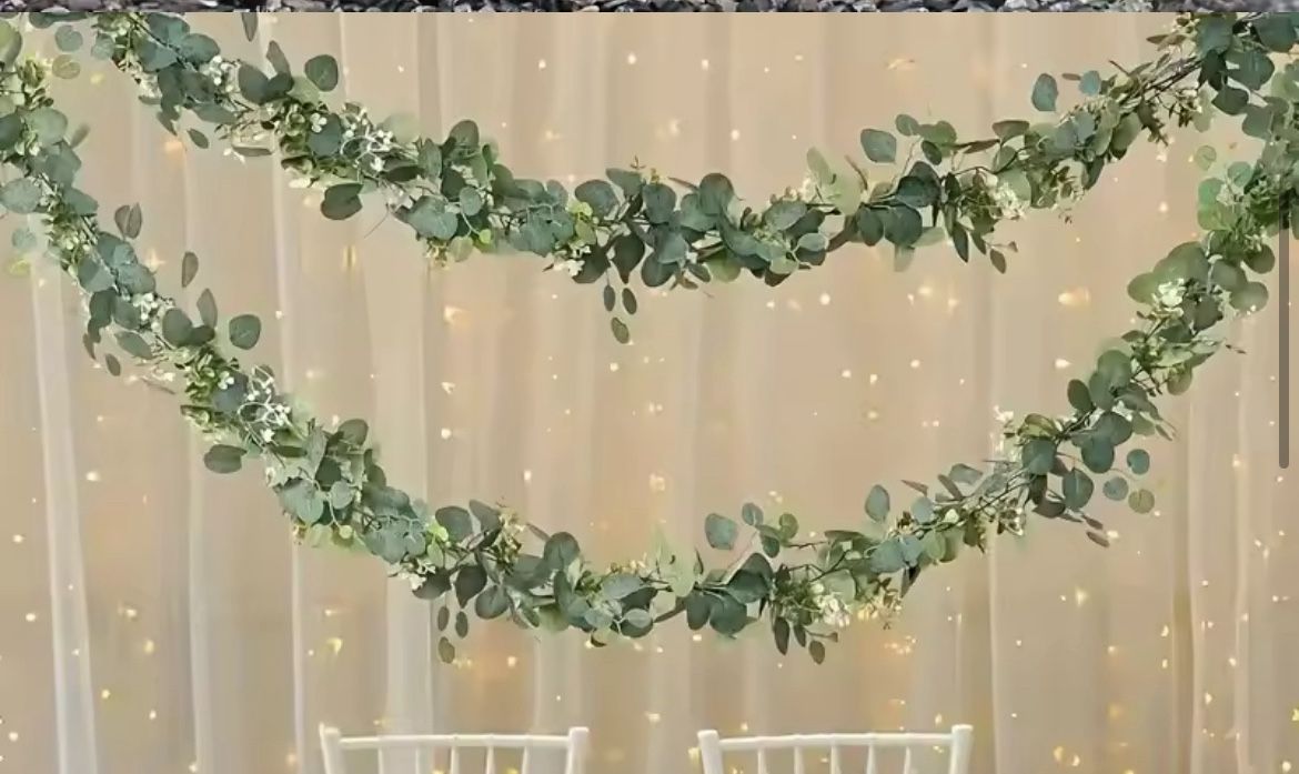 New 10 Pcs Of Artificial Eucalyptus Leaves Greenery Garland Fake Plant Spring Vines With Led for Wedding Room Party Decoration Accessories