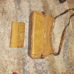 Beautiful suede clean Rosetti purse with matching wallet purse has hidden bottom for wallet asking