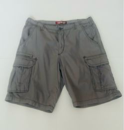 Lee Dungarees Flat Front pockets High Rise Grey Cargo Shorts Men's size 36