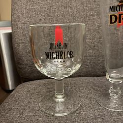 Vintage Michelob Beer And Michelob Dry Goblet And Tall Glass