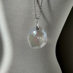 New Swarovski Jewelry Hazel Moonstone Large Pendand Long Adjustable Chain Necklace 