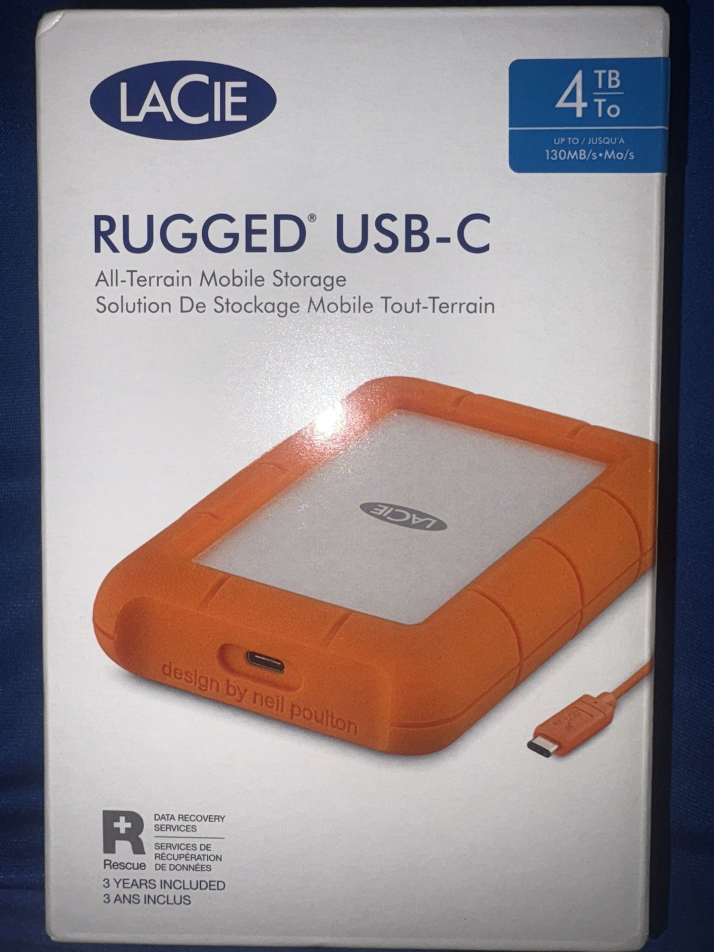 LaCie Rugged USB-C 4TB Portable External Hard Drive