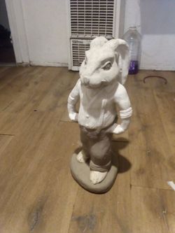 Concrete bunny statue