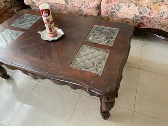Solid wood and glass coffee table