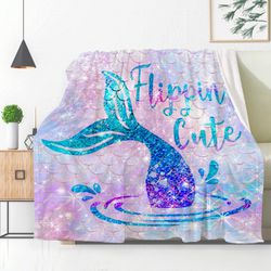 Colorful Mermaid Tail Blanket Gifts For Girl Women Kids Toddler Fleece Throw Blanket Fleece Flannel Throw Microfiber Soft Lightweight Cozy On Bed Sofa