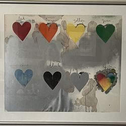 Vintage Jim Dine 8 Hearts Lithograph Signed 1970 Very Collectible 36X31 Framed