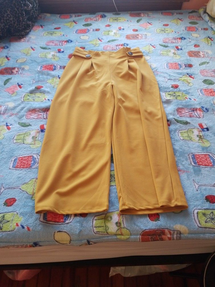 Mustard Yellow High Waisted Dress Pants-Size Large