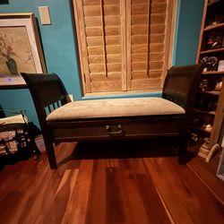 Maple Dark Finish Cushioned Window Seat