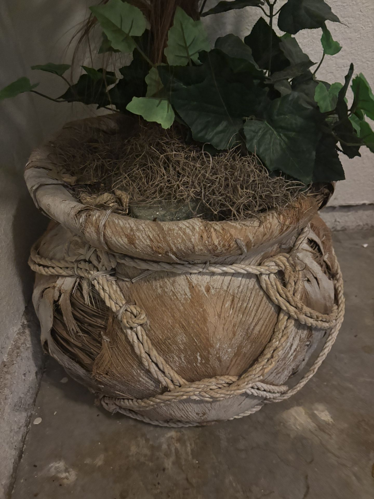 6ft Artificial Plant Wood Basket