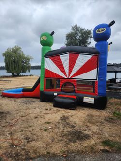 Jump house pool water slide