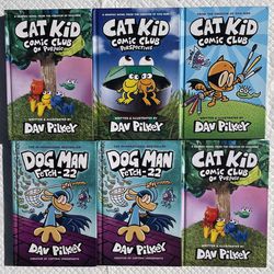 Cat Kid Comic Club and Dog Man Fetch-22 By DAV PILKEY set of 6( Each One $12)