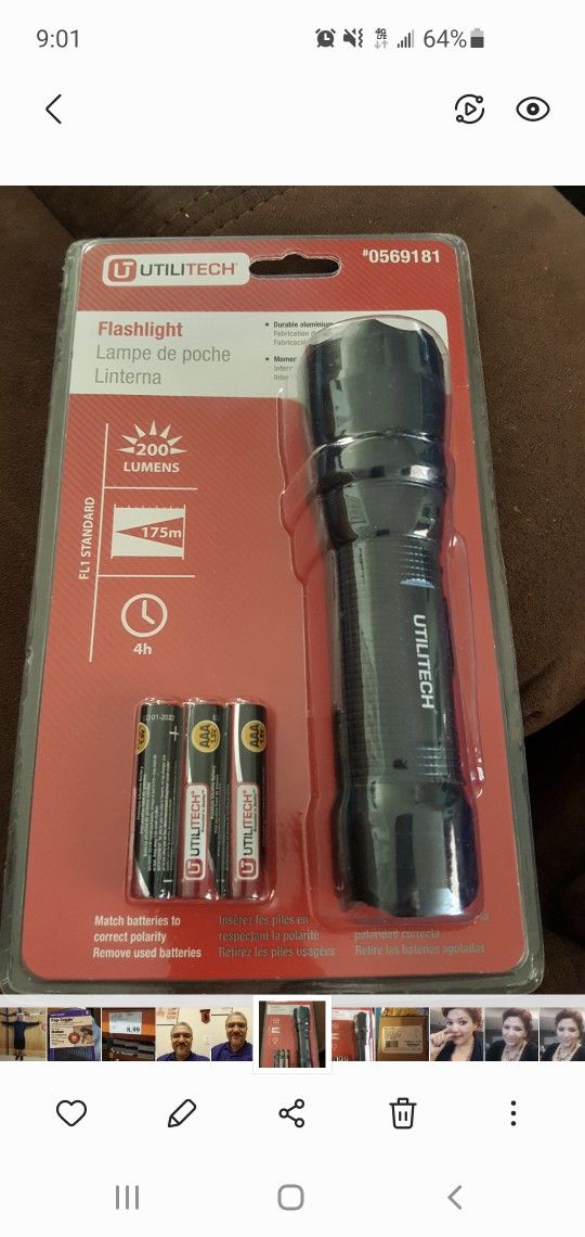 UTILITECH FLASHLIGHTS BATTERIES INCLUDED NEVER BEEN OPENED. I HAVE 4 OF THEM @ $10EA