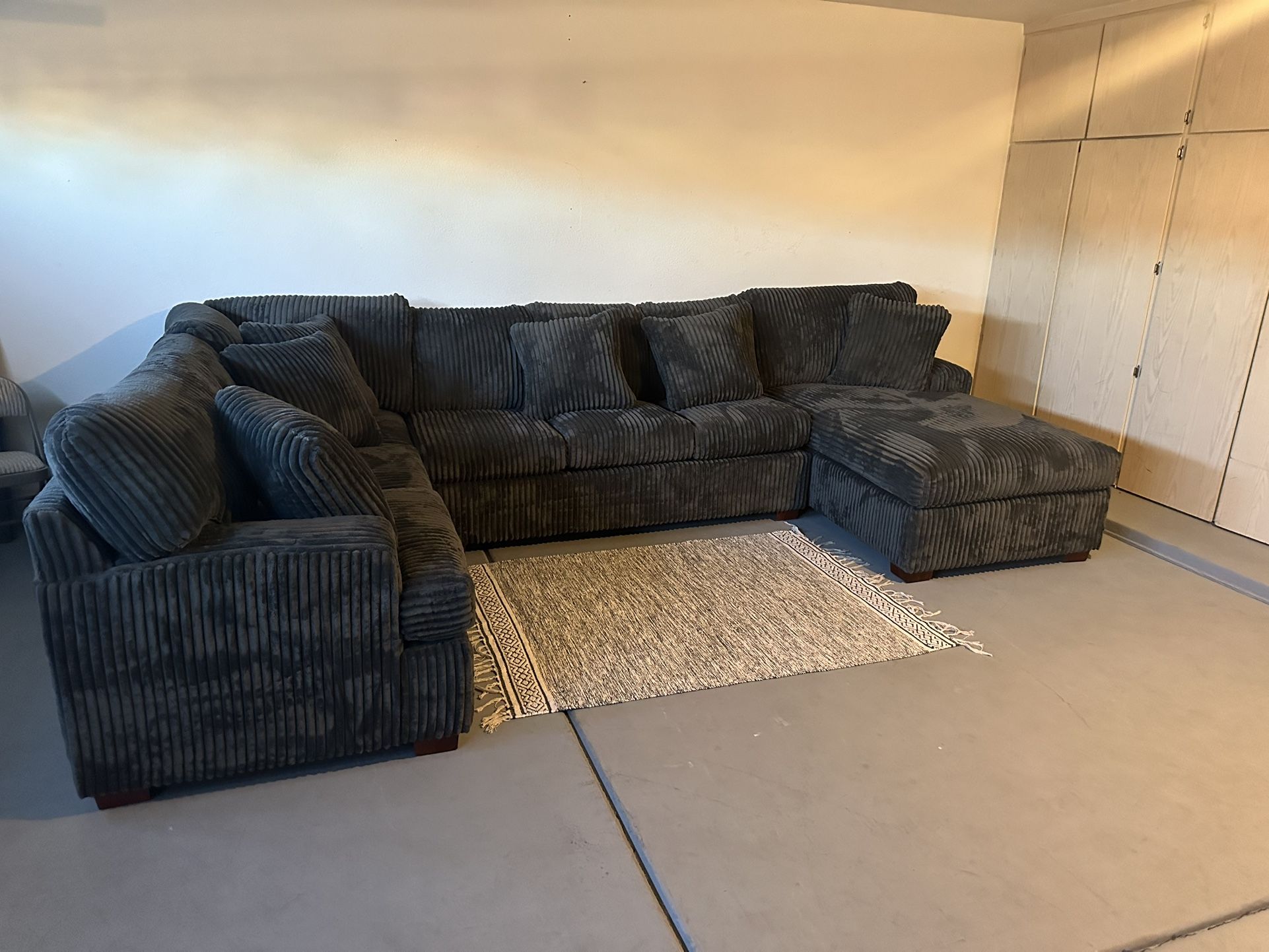 Brand New 3 Pc. Sectional… Thick Plush Black Fabric…