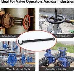 15 Inch Valve Wheel Wrench with 1" Single Jaw Opening, Heavy-Duty Forged Alloy Steel - Essential for Water Plant/Oil Refinery Pipeline Valve Smooth Op