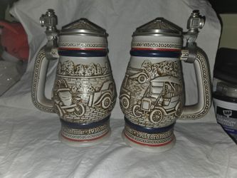 Vintage 1979 Avon Ceramarte Car Classics Beer Steins – Pair