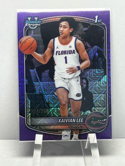 Topps 2025-26 Bowman Prospects Xaivian Lee Florida Gators Purple Mojo /250