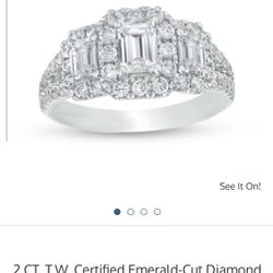 2 CT. T.W. Certified Emerald-Cut Diamond Engagement Ring Thumbnail
