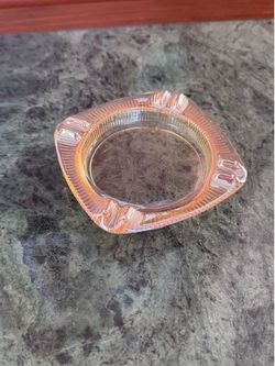 Vintage MCM Carnival Glass Peach Textured Ashtray