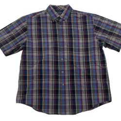 Roundtree & Yorke Button Down Shirt Men’s L Multicolor Plaid Travel Smart Preppy