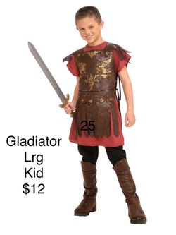 Kid Gladiator Large Halloween / Gladiador Disfraz Niños Grande