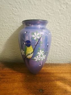 PENDING SALE Vintage Japanese Hand-painted LusterWare Wall Pocket Bird & Flowers Design Beautiful
