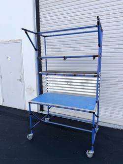 Flexpipe Rolling Mobile Workstation / Packing Cart Workbench Table – 50” x 29” x 85”